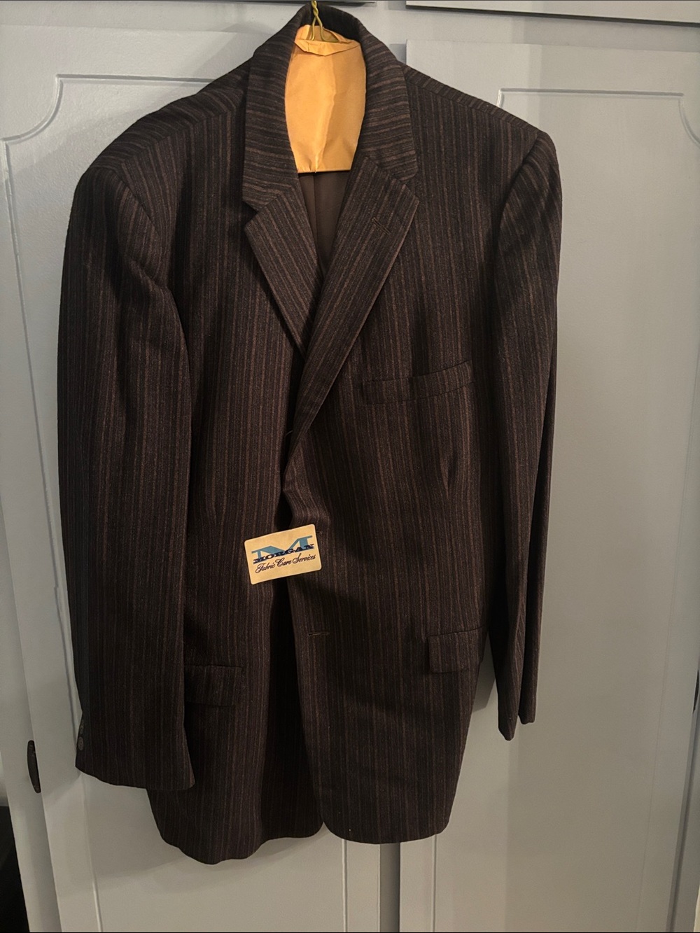 VINTAGE RETRO Men's Dark Brown Pinstripe Blazer - Classic Tailored Sport Coat